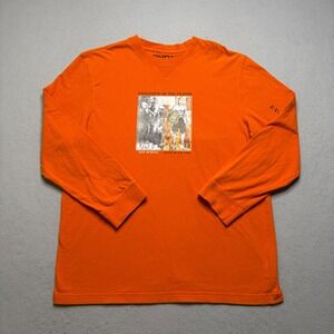 AND1 Graphic T-Shirt Mens Large Orange Evolution of the Player Long Sleeve Tee